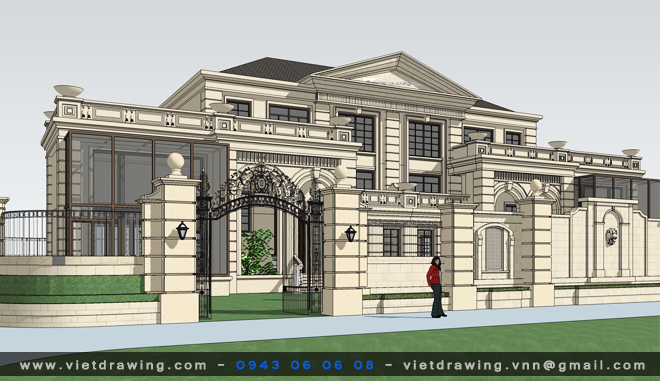 SU-009: Sketchup exterior Vol.04 (Biệt thự Pháp)