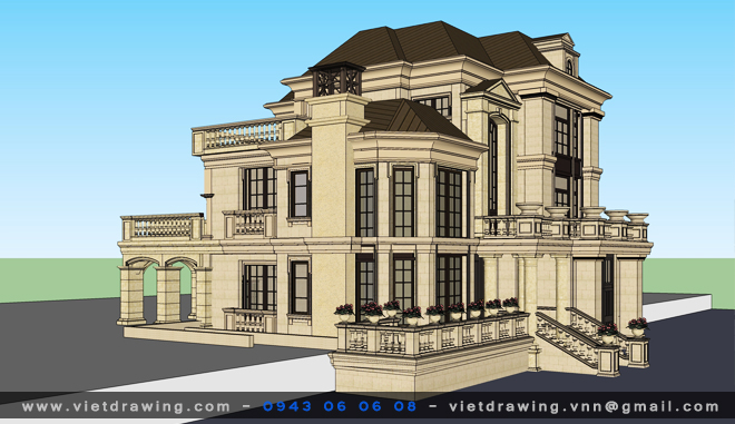 SU-009: Sketchup exterior Vol.04 (Biệt thự Pháp)