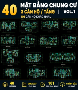 AC016 – 40 MẶT BẰNG CHUNG CƯ 3 CĂN HỘ/TẦNG – VOL.1